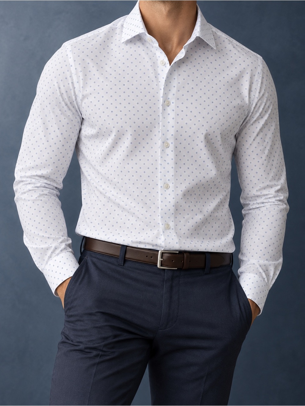 Hugo Boss Slim Fit Dress Shirt NWT Blue Print